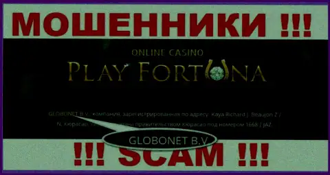 Данные о юридическом лице Play Fortuna, ими оказалась контора GLOBONET B.V.
