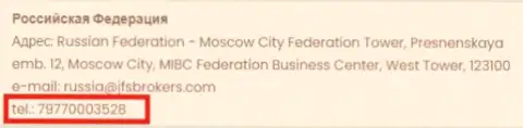 Телефонный номер JFS Brokers для биржевых игроков в России