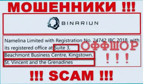 Совместно работать с конторой Binariun опасно - их офшорный адрес - Сьют 3, Бичмонт Бизнес Центр, Кингстоун, Сент-Винсент и Гренадины (информация позаимствована сайта)