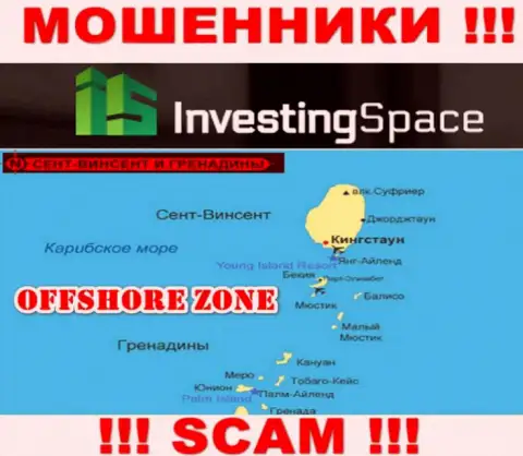 Investing Space находятся на территории - St. Vincent and the Grenadines, избегайте работы с ними