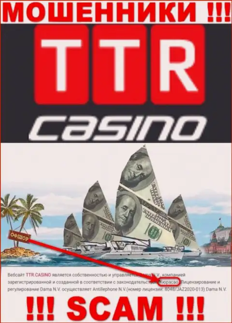 Curacao это юридическое место регистрации конторы TTR Casino