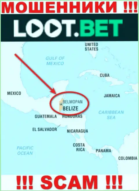 Избегайте совместного сотрудничества с интернет мошенниками Лоот Бет, Belize - их место регистрации