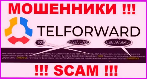 На интернет-сервисе Tel Forward имеется лицензионный документ, только вот это не отменяет их мошенническую сущность