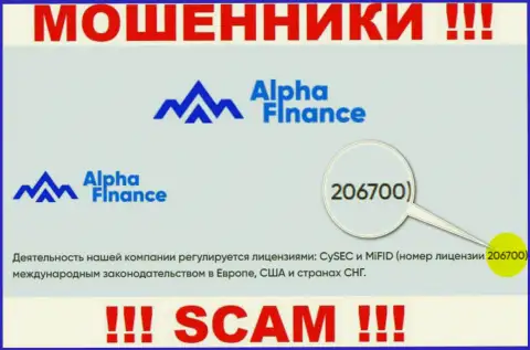 Номер лицензии Альфа-Финанс, у них на сайте, не сумеет помочь сохранить Ваши денежные средства от кражи