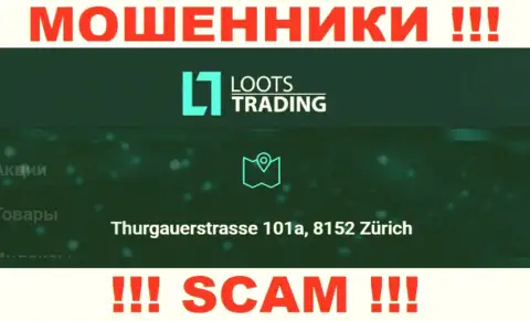 Loots Trading - это еще одни мошенники ! Не хотят показывать реальный адрес организации