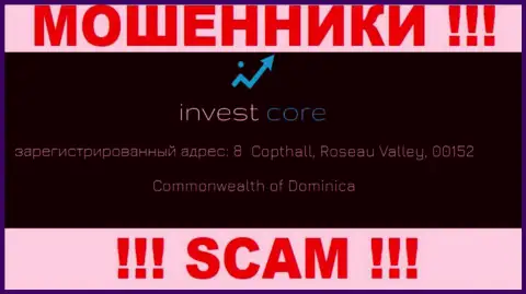 Invest Core - это аферисты ! Спрятались в офшоре по адресу - 8 Copthall, Roseau Valley, 00152 Commonwealth of Dominica и крадут денежные активы клиентов