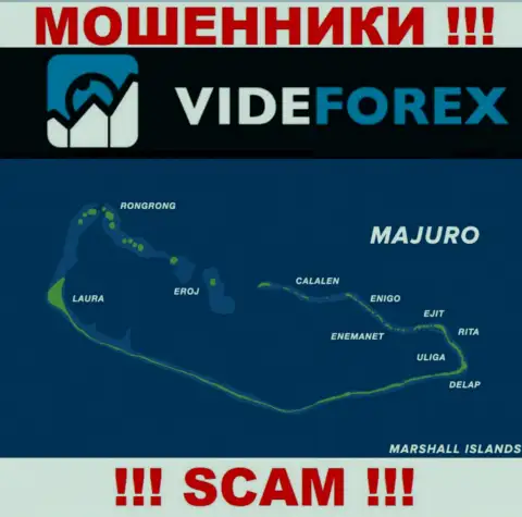 Контора VideForex Com зарегистрирована довольно-таки далеко от слитых ими клиентов на территории Majuro, Marshall Islands