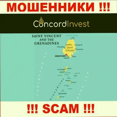 Сент-Винсент и Гренадины - именно здесь, в оффшоре, пустили корни internet-мошенники ConcordInvest Ltd