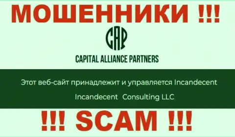Юр лицом, управляющим аферистами Capital Alliance Partners, является Consulting LLC