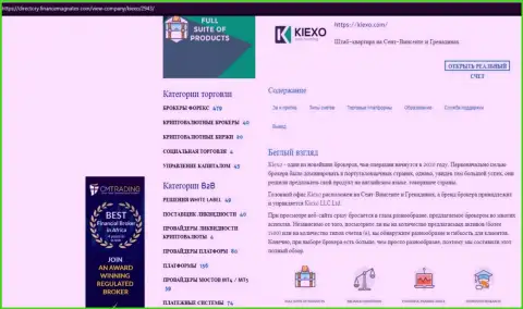Материал об условиях для совершения торговых сделок ФОРЕКС дилера Kiexo Com, представленный на сайте Директори ФинансМагнатес Ком