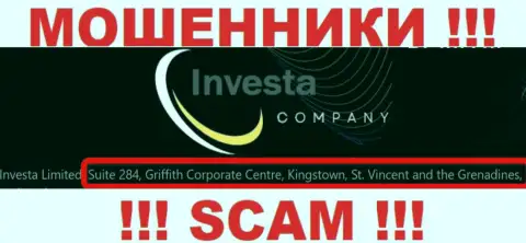 На официальном сайте Investa Limited приведен адрес регистрации данной организации - Suite 284, Griffith Corporate Centre, Kingstown, St. Vincent and the Grenadines (оффшорная зона)