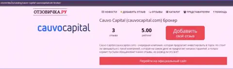 Компания CauvoCapital, в краткой обзорной статье на онлайн-сервисе Otzovichka Ru